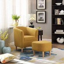 Load image into Gallery viewer, DAZONE Modern Accent Chair, Upholstered Arm Chair Linen Fabric Single Sofa Chair with Ottoman Foot Rest Mustard Yellow

