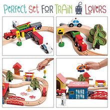 Load image into Gallery viewer, KipiPol Wooden Train Tracks Set for Kids, Toddler Boys and Girls 3, 4, 5 Years Old and Up - 69 Pieces – Premium Wood Construction Toys - Fits Thomas, Brio, IKEA, Imaginarium, Melissa and Doug

