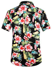 Load image into Gallery viewer, PEGENO Men's Flower Casual Button Down Short Sleeve Hawaiian Shirt White Leaves-Grey-S
