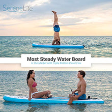 Load image into Gallery viewer, SereneLife Inflatable Stand Up Paddle Board (6 Inches Thick) with Premium Accessories &amp; CarryBag | Wide Stance, Bottom Fin for Paddling, Surf Control, Non-Slip Deck
