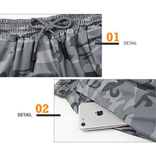 Load image into Gallery viewer, Surenow Mens Running Shorts，Workout Running Shorts for Men，2-in-1 Stealth Shorts， 7-Inch Gym Yoga Outdoor Sports Shorts Camouflage Grey
