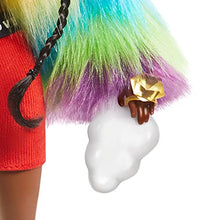 Load image into Gallery viewer, Barbie Extra Doll #1 in Furry Rainbow Coat with Pet Poodle, Brunette Afro-Puffs with Braids, Including ‘Shine Bright’ Sunglasses, Multiple Flexible Joints
