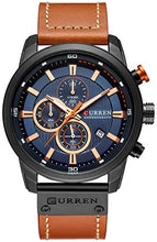 Load image into Gallery viewer, Mens Leather Strap Watches Classic Casual Dress Stainless Steel Waterproof Chronograph Date Analog Quartz Watch (Brown Black)
