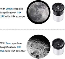 Load image into Gallery viewer, First Telescope for Kids &amp; Beginners, Portable Refractor Telescope 90x Magnification with Tabletop Tripod and Two Eyepieces - Best Gift for Kids to Explore Moon Space, View Wildlife, Watch Night-Sky
