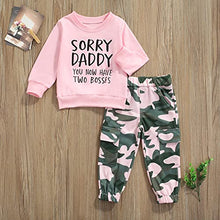 Load image into Gallery viewer, Fernvia Toddler Girls Clothes 2T 3T 4T 5T Fall Outfits Baby Pullover Sweatshirt &amp; Camouflage Pants Set Kids Winter Sweatsuit
