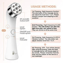Load image into Gallery viewer, Facial Massager Face Massage Device - 4 Color LED Light Treatments Handy Electric High Frequency and Vibration Machine Strengthening Elasticity Modifying Wrinkles Sensitive Skin Care Product White
