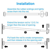 Load image into Gallery viewer, TEECK Shower Curtain Rod, 26-39 Inch Adjustable Tension Spring, Shower Rod, Premium 304 Stainless Steel, Anti-Slip, No Drilling, No Rust, Never Collapse, for Bathroom, Black, Easy to use
