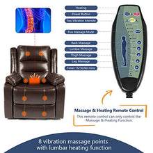 Load image into Gallery viewer, Esright Power Lift Chair Faux Leather Electric Recliner for Elderly, Heated Vibration Massage Sofa with Side Pockets, USB Charge Port &amp; Remote Control, Dark Brown
