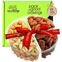 Load image into Gallery viewer, Christmas Gift Basket Holiday Mixed Nuts + Heart Ribbon (4 Assortments) Gourmet Food Bouquet Xmas Arrangement Platter, Birthday Care Package Tray, Healthy Kosher Snack Box - Families Adults Men Women
