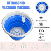 Load image into Gallery viewer, Kacsoo Mini Portable Washing Machine with Foldable Tub, 3 in 1 Personal Rotating Ultrasonic Turbines Compact Washer USB Powered for Camping Apartments Dorms RV Business Trip Clothes
