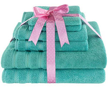 Load image into Gallery viewer, American Soft Linen 6-Piece 100% Turkish Genuine Cotton Premium &amp; Luxury Towel Set for Bathroom &amp; Kitchen, 2 Bath Towels, 2 Hand Towels &amp; 2 Washcloths [Worth $72.95] - Turquoise Blue
