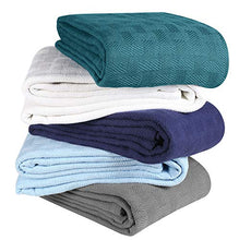 Load image into Gallery viewer, GLAMBURG 100% Cotton Bed Blanket, Breathable Bed Blanket Queen Size, Cotton Thermal Blankets Full - Queen Size, Perfect for Layering Any Bed for All Season - Teal
