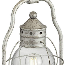 Load image into Gallery viewer, Bodie Rustic Industrial Table Lamp with USB Charging Port Nightlight Antique LED Edison Distressed Silver Off White Linen Shade for Living Room Bedroom Bedside Nightstand Office - Franklin Iron Works
