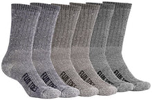 Load image into Gallery viewer, FUN TOES Men's Hiking Crew Merino Wool Socks 6 Pairs Lightweight, Reinforced Size 8-12 (2 Black, 2 Blue, 2 Brown)
