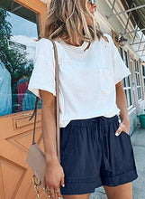 Load image into Gallery viewer, Womens Comfy Drawstring Casual Elastic Waist Pocketed Loose Fit Shorts L Grey
