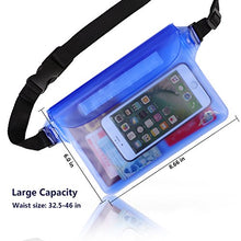 Load image into Gallery viewer, HEETA 2-Pack Waterproof Pouch, Screen Touch Sensitive Waterproof Bag with Adjustable Waist Strap - Keep Your Phone and Valuables Dry - Perfect for Swimming Diving Boating Fishing Beach, Black &amp; Blue
