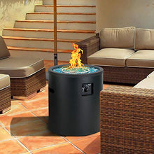 Load image into Gallery viewer, BALI OUTDOORS Gas Fire Pit Propane Fire Column, 23 Inch Cylinder Firepit, 50,000BTU Round Fire pits, Patio Fire Place W/ 22lb Blue Fire Glass, Black
