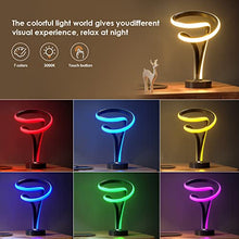 Load image into Gallery viewer, airnasa Modern Spiral RGB Table Lamp, 7 Colors 10 Light Modes LED Nightstand Lamp, Touch Dimmable Bedroom lamp, Cool Lamps for Living Room Bedroom Office, Unique Lamps for Ideal Gift (Black)
