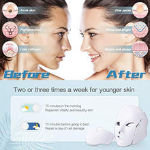 Load image into Gallery viewer, 7 LED Skin Care Mask for Face and Optical Cosmetic Mask and Portable Neck Skin Rejuvenation Light Therapy Facial Care Mask.White.
