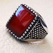 Load image into Gallery viewer, Mens Red Onyx Ring, Man Signet Ring, Natural Red Onyx Handmade 925 Sterling Silver Men's Ring, Red Ring for Men, Turkish Men's Ring Husband Gift, Christmas Ring, Best Gift For Him
