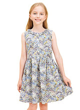 Load image into Gallery viewer, maoo garden Girls Floral Cotton Summer Sundress Long Sleeveless Pleated Holiday Party Ruffle Neck Dress 116 Blue 3-4Y
