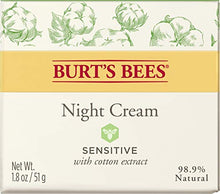 Load image into Gallery viewer, Face Cream, Burt's Bees Night Facial Lotion for Sensitive Skin, Natural Skin Care, 1.8 Ounce (Packaging May Vary)
