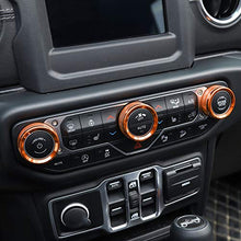 Load image into Gallery viewer, Voodonala Air Conditioner Headlight Switch Knob Trim for 2018-2022 Jeep Wrangler JL JLU Gladiator JT, Orange Aluminum Alloy 4pcs
