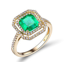 Load image into Gallery viewer, Beyond jewelry Natural Diamond Emerald Engagement 14kt Yellow Gold Women's Wedding Ring
