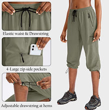 Load image into Gallery viewer, SANTINY Women's Hiking Cargo Pants Lightweight Quick Dry Outdoor Capris for Women Camping Athletic UPF 50 Zipper Pockets(02-Silver Sage_XL)
