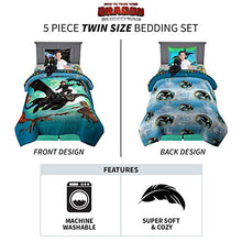 Load image into Gallery viewer, Franco Kids Bedding Soft Comforter with Sheets and Plush Cuddle Pillow Set, 5 Piece Twin Size, How to Train Your Dragon
