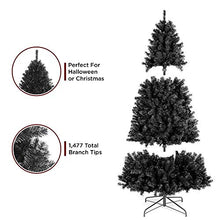 Load image into Gallery viewer, Best Choice Products 6ft Artificial Full Black Christmas Tree Seasonal Holiday Decoration for Home, Office, Party Decoration w/ 1,477 PVC Branch Tips, Metal Hinges, Foldable Base

