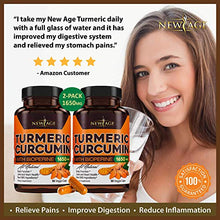 Load image into Gallery viewer, (2-Pack) Turmeric Curcumin with Bioperine 1650mg by New Age. Premium Joint &amp; Healthy Inflammatory Support with 95% Standardized Curcuminoids. Non-GMO, Gluten Free Capsules with Black Pepper
