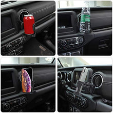 Load image into Gallery viewer, Savadicar JL &amp; JT Multi-Function Drink Cup Phone Holder, 2 in 1 Bolt-on Stand Bracket Organizer for 2018-2022 Jeep Wrangler JL JLU &amp; Jeep Gladiator JT Trunk

