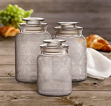 Load image into Gallery viewer, Style Setter Canister Set 3-Piece Jars in 1, 1.3 &amp; 1.6 Liters Retro Design w/Airtight Glass Lids for Cookies, Candy, Coffee, Flour, Sugar, Rice, &amp; Pasta, 13.25 x 4.6 x 8, Clear
