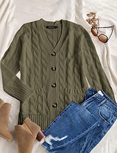 Load image into Gallery viewer, MEROKEETY Women's Long Sleeve Cable Knit Sweater Open Front Cardigan Button Loose Outerwear
