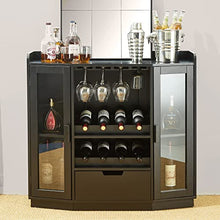 Load image into Gallery viewer, Glitzhome Wood Buffet Bar Cabinet Kitchen Storage Sideboard with Wine Storage Wooden Storage Cabinet with Glass Doors for Kitchen Dining Room,36.6”H
