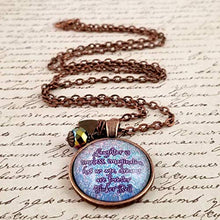 Load image into Gallery viewer, TinkerBell Peter Pan Quote Necklace Laughter Imagination Dreams
