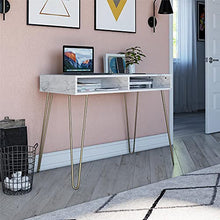 Load image into Gallery viewer, Novogratz Computer Desk with Storage, White Marble
