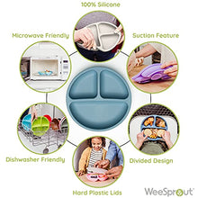 Load image into Gallery viewer, WeeSprout Suction Plates with Lids for Babies &amp; Toddlers | 100% Silicone | Plates Stay Put with Suction Feature | Divided Design | Microwave &amp; Dishwasher Safe | 3 Pack
