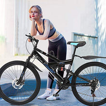 Load image into Gallery viewer, LODDD Adult Folding Mountain Bike - 26 Inch/High Carbon Steel Mountain Trail Bike Shimanos 21 Speed Gears Bicycle Full Suspension Frame Mountain Bicycle - US Stock
