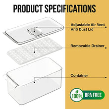 Load image into Gallery viewer, WAVELUX Produce Saver Containers for Refrigerator, Food Fruit Vegetables storage, 3 Pcs Stackable Freezer Fridge Organizer, Fresh Keeper Drawer Bin Basket with Vented Lids &amp; Removable Drain Tray
