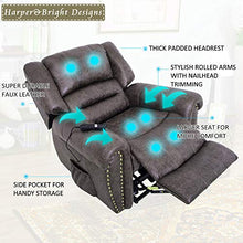 Load image into Gallery viewer, Harper&amp;Bright Designs Smoky Brown Wilshire Series Heavy-Duty Power Lift Recliner Chair, Built-in Remote and 2 Castors,
