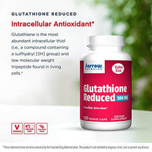 Load image into Gallery viewer, Jarrow Formulas Glutathione Reduced 500 mg - 120 Veggie Caps - Pharmaceutical Grade Glutathione - Intracellular Antioxidant - Bolsters Regeneration of Vitamin C &amp; E Levels in Body - 120 Servings
