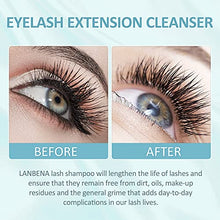 Load image into Gallery viewer, Eyelash Extension Cleanser, LANBENA Lash Shampoo, Eyelash Extension Shampoo, Lash Cleanser for Extensions, Lash Foam Cleanser, Chamomile Eyelash Cleaner, Paraben &amp; Sulfate &amp; Oil Free for Salon and Home Use (60ml 2 Fl Oz )
