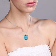 Load image into Gallery viewer, Gem Stone King 925 Sterling Silver Swiss Blue Topaz Pendant Necklace 9.72 Cttw Genuine Emerald cut 14X10MM Gemstone Birthstone with 18 Inch Silver Chain
