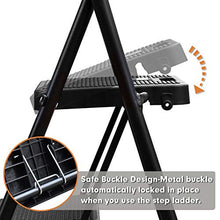 Load image into Gallery viewer, HBTower 3 Step Ladder, Folding Step Stool with Wide Anti-Slip Pedal, 500lbs Sturdy Steel Ladder, Convenient Handgrip, Lightweight, Portable Steel Step Stool, Black
