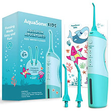 Load image into Gallery viewer, AquaSonic Kids' Water Flosser for Ages 6+ | Standard Nozzle, Orthodontic Nozzle &amp; Waterproof Stickers | 4 Flossing Modes | Aquarium Adventures Theme
