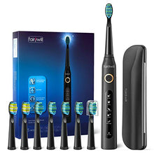 Load image into Gallery viewer, Fairywill Electric Toothbrush for Adults with 5 Modes, Smart Timer, 8 Brush Heads, Fully Rechargeable with One 4 Hr Charge Last 30 Days, Whitening Ultra Sonic Toothbrushes with A Travel Case in Black
