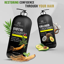 Load image into Gallery viewer, Botanic Hearth Biotin Shampoo and Conditioner with Collagen - Fights Hair Loss &amp; Thinning with Korean Ginseng &amp; Turmeric, Conditioner Promotes Hair Growth with Avocado and Coconut - 16 fl oz x 2
