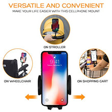 Load image into Gallery viewer, Stroller Phone Holder, Universal Gooseneck Flexible Long Arm Lazy Hands Free Phone Mount Clamp, Stroller Clamp Compatible with iPhone,Android, Galaxy, 360 Degree Rotation,Perfect for Moms on The Go
